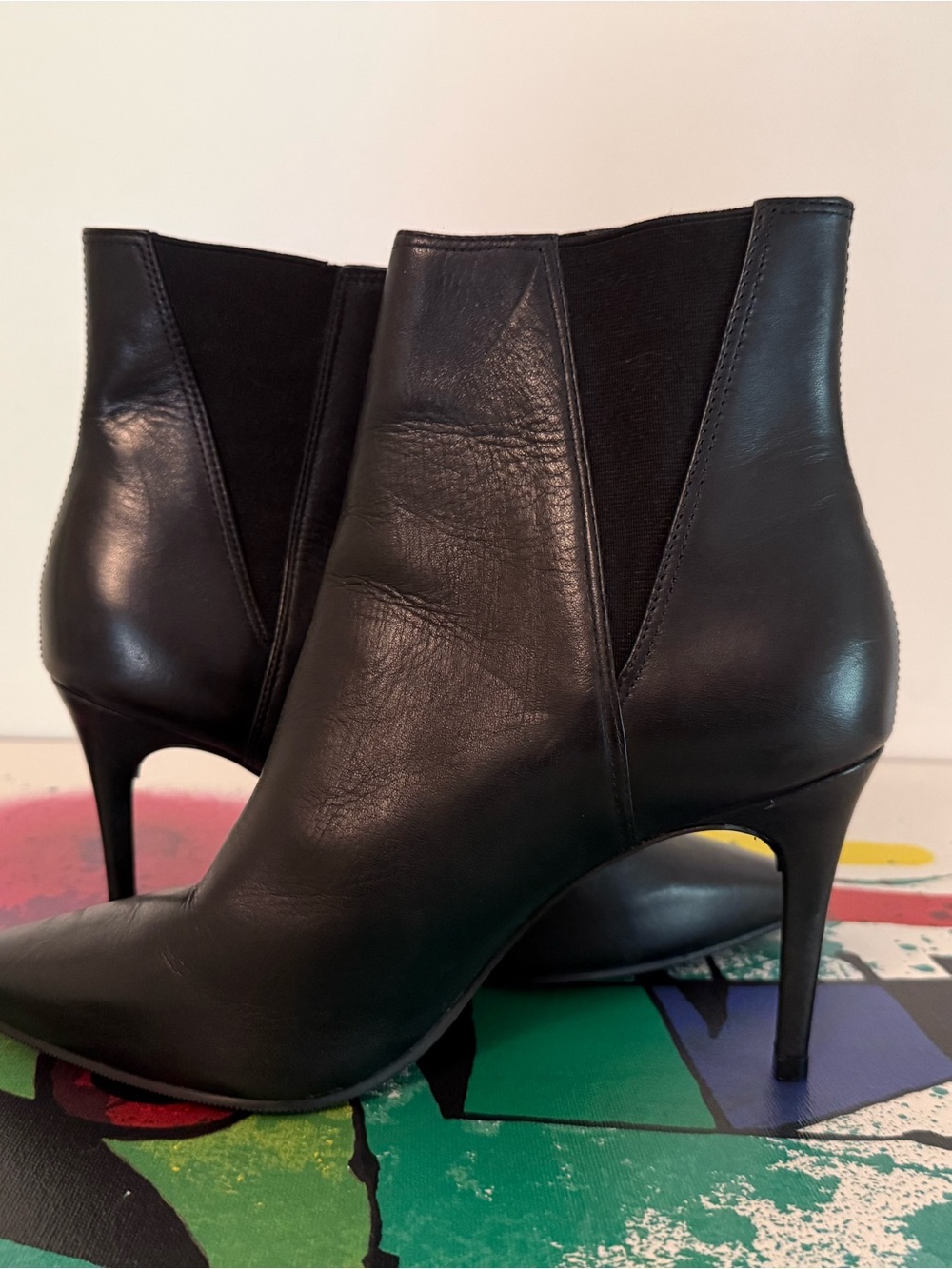Ted Baker Maaryal Black Leather Pointed Toe Stiletto Ankle Boots